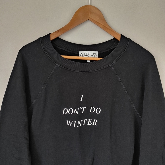 Wildfox Sweater I Don't Do Winter Sommers Sweatshirt Size XS Black - Picture 9 of 16